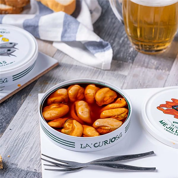 Mejillones en escabeche picante, La Curiosa-trasera