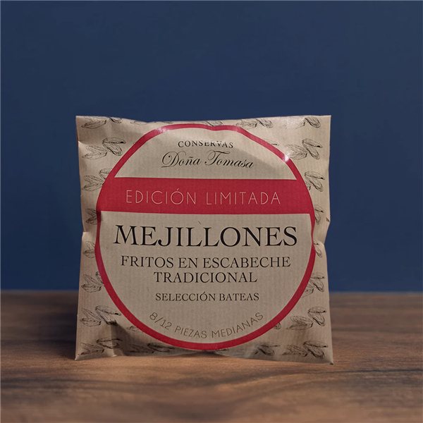 Mejillones Fritos en Escabeche Tradicional Selección Bateas (8/ 12 piezas) 110g-lateral