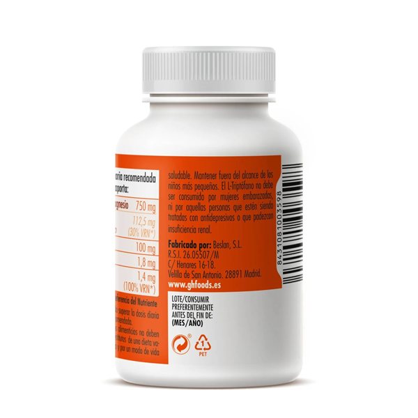 Complexe de Mélatonine Magnésium+L-Tryptophane+Vit. B6 550mg 60 cps GHF-detalle