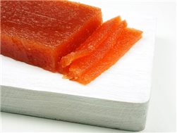 Hier ist die Übersetzung ins Deutsche:"Naturbelassene Quitte ohne Gluten und Cholesterin - 250 g Vakuumverpackung"