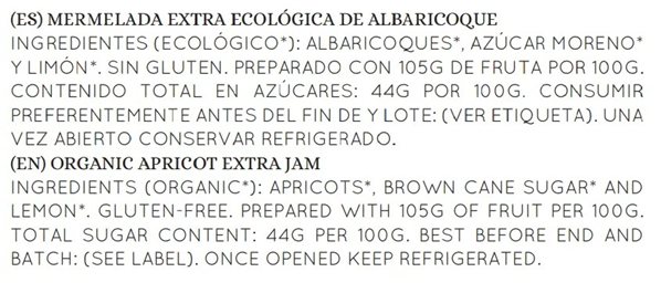 Organic Apricot Jam 28g-detalle