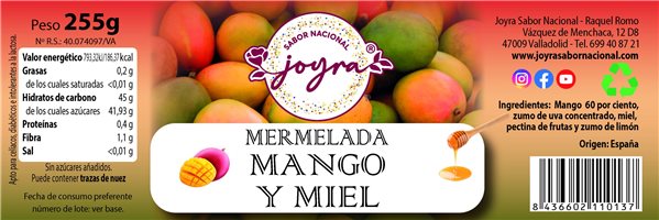 Konfitüre aus Mango und Honig - 255 gr.-izquierda