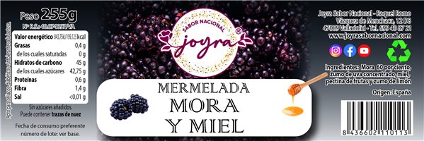 Konfitüre aus Brombeeren und Honig - 255 gr.-izquierda