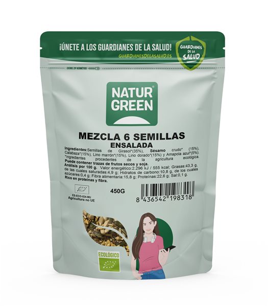 Mezcla 6 Semillas Ensalada 450 g NaturGreen-izquierda