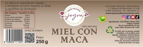 Honig mit Maca - 250 gr.-izquierda