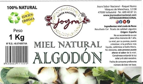 Miel de Algodón - 1Kg.-trasera
