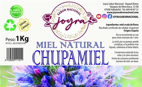 Honey from Chupamiel - 1Kg.-trasera