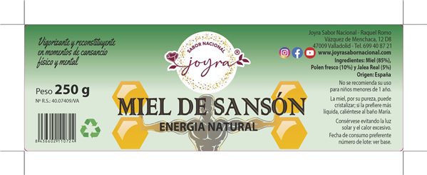 Samson-Honig (Honig, frischer Pollen und frisches Gelée Royale) - 300 g.-izquierda