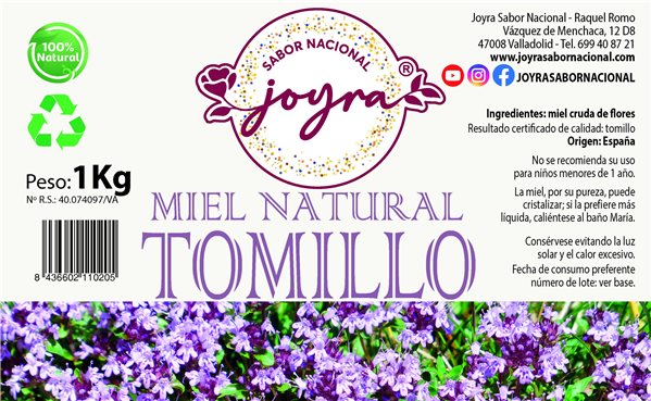 Miel de Tomillo - 1Kg.-trasera