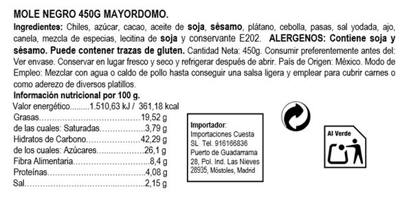 Mole Negro 450g Mayordomo 450g-detalle
