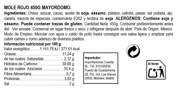 Mole Rojo 450g Mayordomo-detalle
