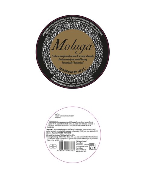 MOLUGA, esferas de arenque ahumado 145g-lateral