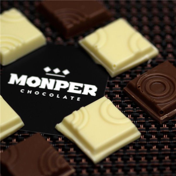 Monper - Schokolade mit Karamell und Haselnüssen 80g | Knusprige Textur und süßer Geschmack, ohne Konservierungsstoffe.-trasera