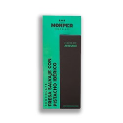 Monper - Schokolade mit wilden Erdbeeren und iberischem Pistazien 85g | Fruchtig, cremig und mit Nüssen.