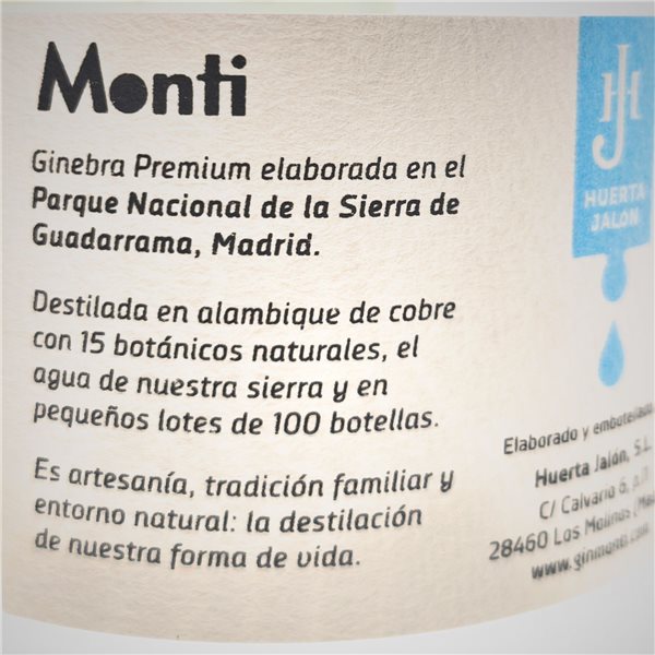 Monti London Dry Gin-detalle