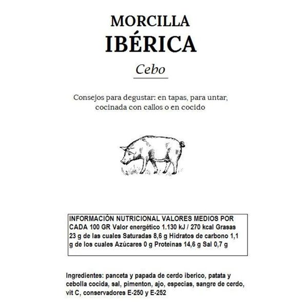 Morcilla ibérica (peso aprox. 0,25-0,3 kg)-izquierda