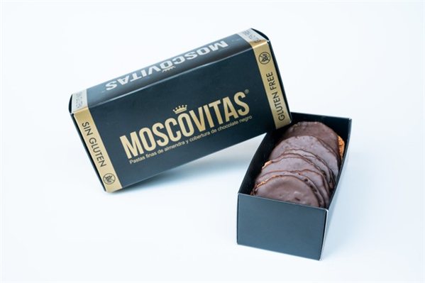 Moscovitas Dark Sin Gluten Rialto 160 g | Chocolate Negro y Almendra Marcona-detalle