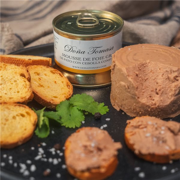 Mousse de foie gras de pato con cebolla confitada 130g.-lateral