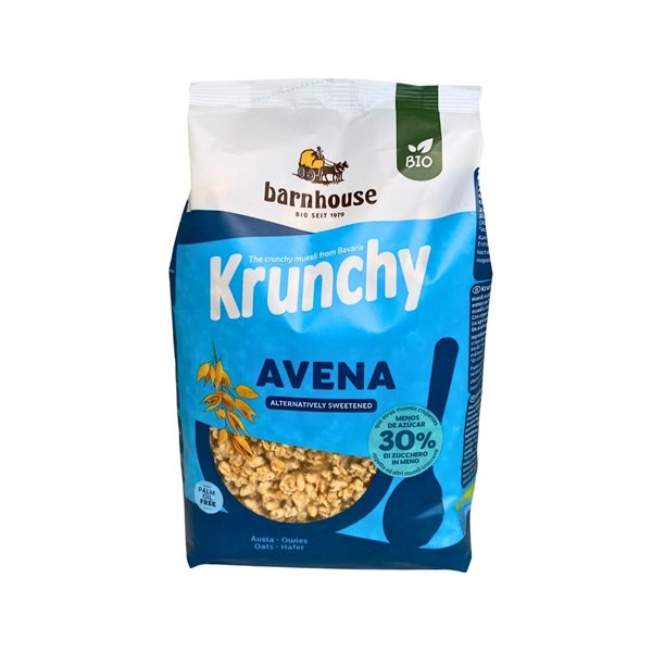 Muesli Krunchy Oat (30% Less Sugar) Organic 625g Barnhouse-trasera