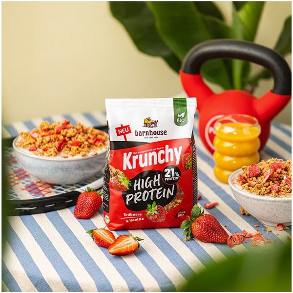 Müsli Krunchy Erdbeere V.High Protein (21% Protein) Bio 450g Barnhouse-detalle