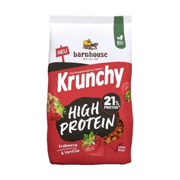 Müsli Krunchy Erdbeere V.High Protein (21% Protein) Bio 450g Barnhouse-lateral
