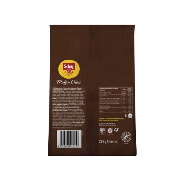 Chocolate muffin 5x45g Schar-trasera