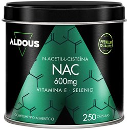 NAC N-Acetil-Cisteina+ Vitamina E y Selenio - 250 Cápsulas - Antioxidante y Glutation - Aldous