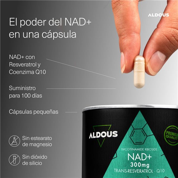 NAD + 100% with Niacinamide, Resveratrol, Q10 - 100 Days - Energy, Anti-Aging-detalle