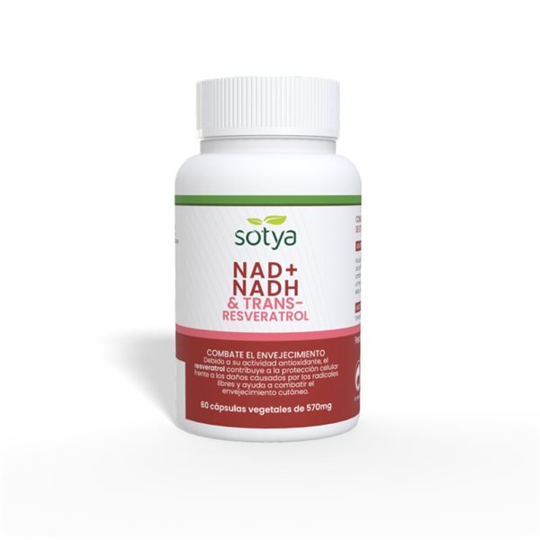 NAD+ & Trans-resveratrol 570mg 60capsules Sotya-trasera