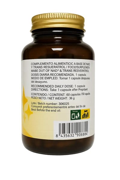 NAD+ y Trans-resveratrol en cápsulas-detalle