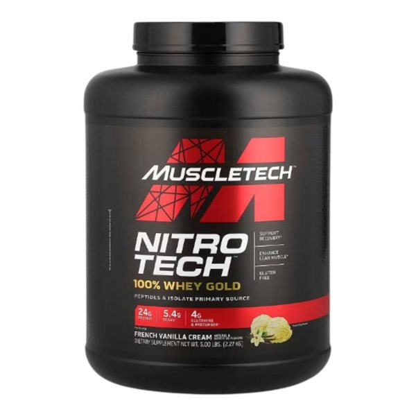Nitrotech 100% Whey Gold 2,27 Kg se traduit en français par "Nitrotech 100% Whey Gold 2,27 Kg".-izquierda