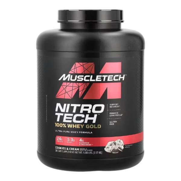 Nitrotech 100% Whey Gold 2,27 Kg se traduit en français par "Nitrotech 100% Whey Gold 2,27 Kg".-lateral