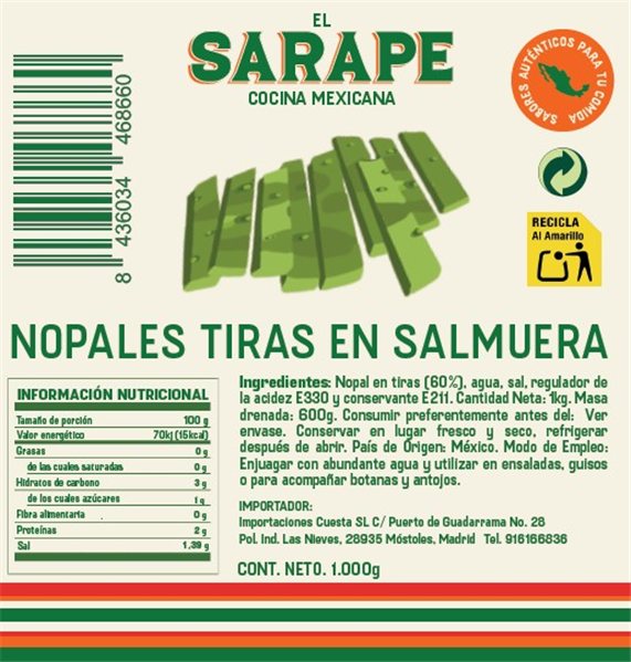 Nopal Strips in Brine (Natural) 1 kg-detalle