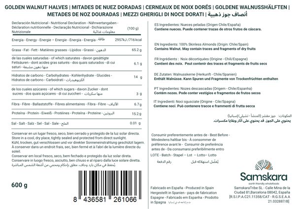 Mitades de Nuez Doradas Premium - Envasadas al Vacío - 600g 600 g-detalle