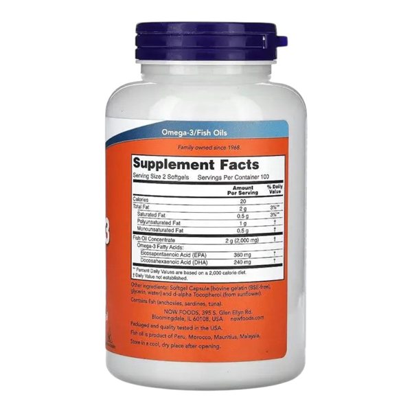 Omega-3 Fish Oil Molecularly Distilled 100 Softgels-detalle