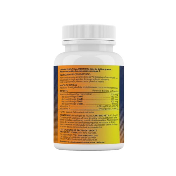 Omega 7 Aceite de Espino Amarillo Omegia 60 perlas Soria Natural-detalle