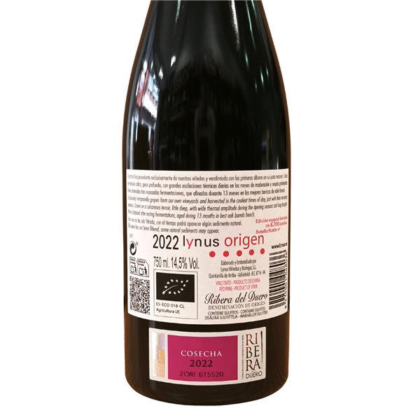 Vin rouge Origine 'Lynus'-detalle