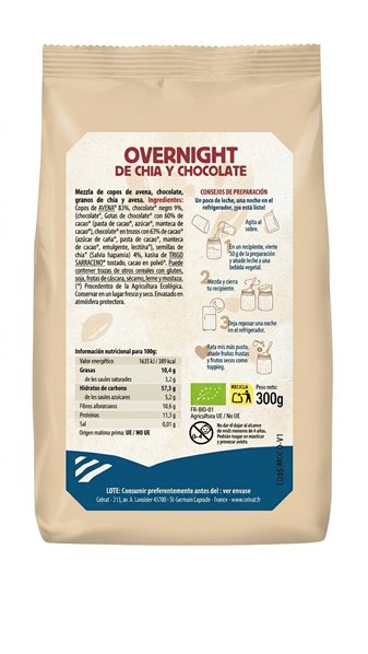 OVERNIGHT OATS HAFER SCHOKOLADE CHIA BIO 300 g-detalle