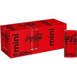 Pack 10 Mini Latas de Coca Cola Zero.