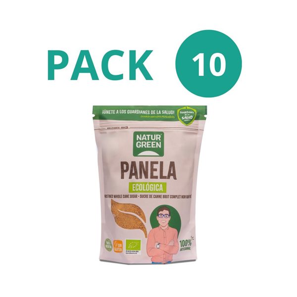 Paquet de 10x Panela Écologique 500g NaturGreen-trasera