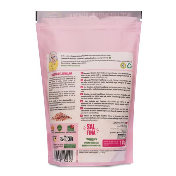 Paquet de 10x Sel rose de l'Himalaya fine 1 kg NaturGreen-izquierda