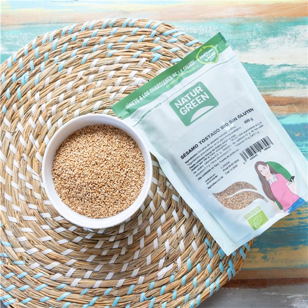 Pack 10x Organic Toasted Sesame 400g NaturGreen-detalle