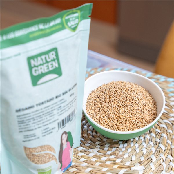 Pack 10x Organic Toasted Sesame 400g NaturGreen-lateral