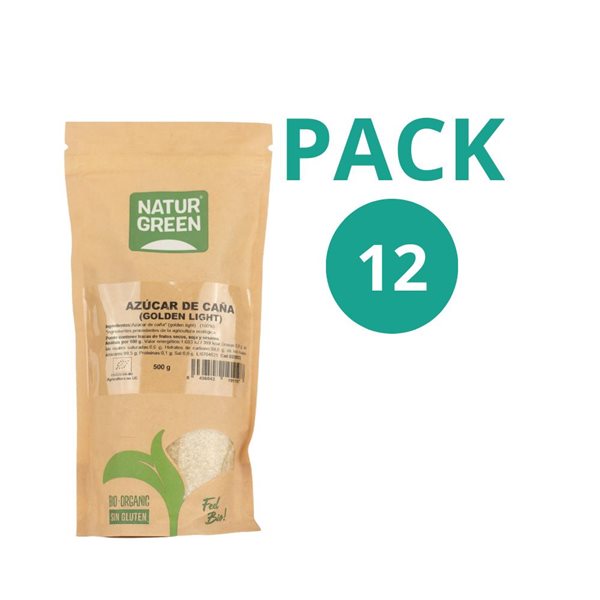Pack 12x Azúcar de Caña Ecológico (Golden Light) 500g NaturGreen-trasera
