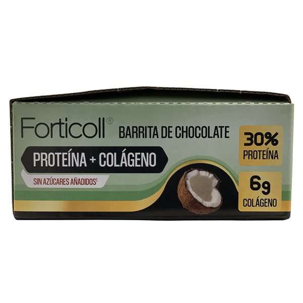 Pack 12x Collagen Coconut Protein Bar 50 g Forticoll-izquierda