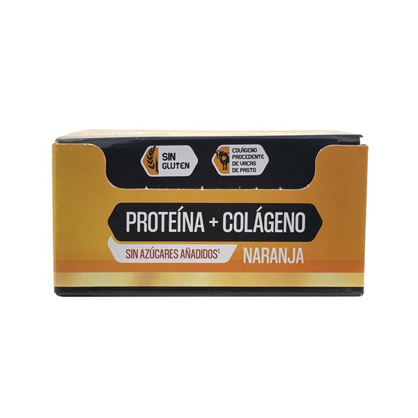 Pack 12x Collagen Protein Bar Orange 50 g Forticoll-izquierda