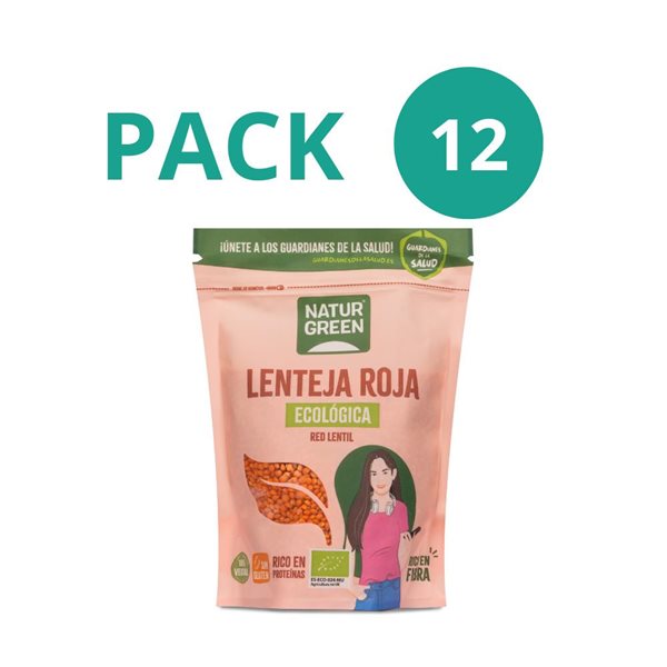 Pack 12x Lentilles rouges biologiques 500g NaturGreen-izquierda