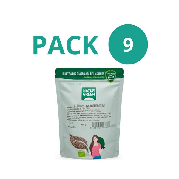 Pack 9x Lin Brun Écologique 225g NaturGreen-trasera