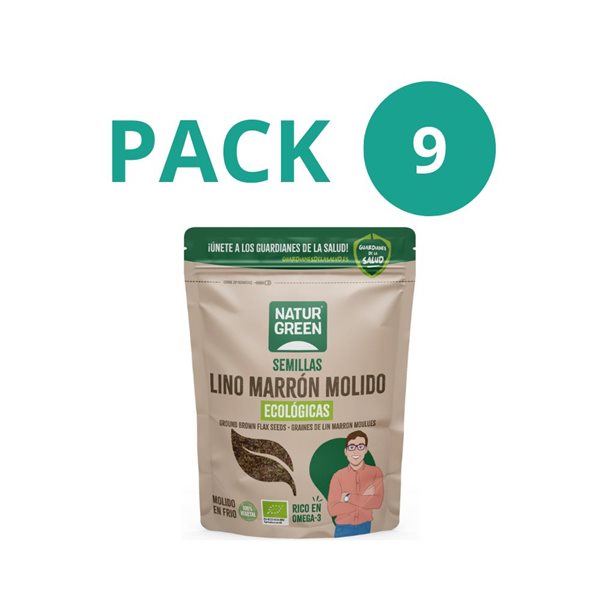 Pack of 9 Organic Ground Brown Flaxseed 150g NaturGreen-izquierda