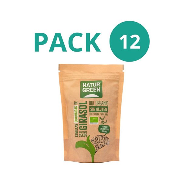 Pack de 12 sachets de graines de tournesol biologiques 225g NaturGreen-izquierda